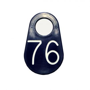 Étiquette numérotée pour collier 2'' (9 cm), (bleu)