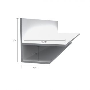 F Shape Trim, grey PVC, space of 1/2'' x 10' long