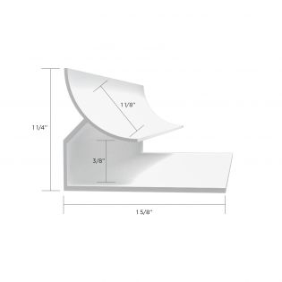 Moulure de coin intérieur en PVC 3/8'' x 8' de long